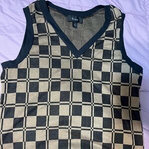 Plaid Sleeveless Sweater Vest